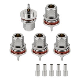 POBADY 5PCS N Pasamuros Hembra Crimp RF Conectores 50 Ohm N Hembra Jack RF Coaxial Conector Adaptador para RG316 RG174 RG178 RF Coaxial Cable