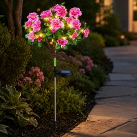 2-Pack Solar Azalea Flower Garden Lights, IP65 Waterproof Outdoor Decorative Stake Lights