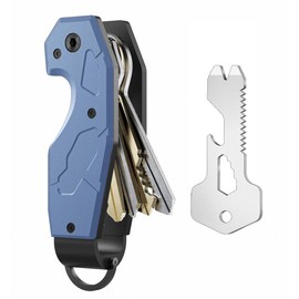 Zeeker Minimalist Key Organizer with Built-in Tools – Holds 1-6 Keys, Compact Key Holder Keychain with Bottle Opener, Hex Wrench, and Serrated Cutter-bule, Black, black