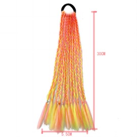 Wig, Extension, Braid, Braid, Children, One-touch, Gradient, Ponytail, Wig, Kids, Extension, Hair Extension, Children’s Maitai, Outfit, 12 Piece Hanging Set (Light Yellow & Orange)