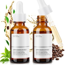 Caffeine Solution 5% + EGCG Eye Serum for Dark Circles and Puffiness,Anti Aging Caffeine Eye serum for Women,Reduce Fine Lines & Wrinkles Under Eye Bags,2Pcs 30ml Moisturizing Caffeine Serum for Eyes