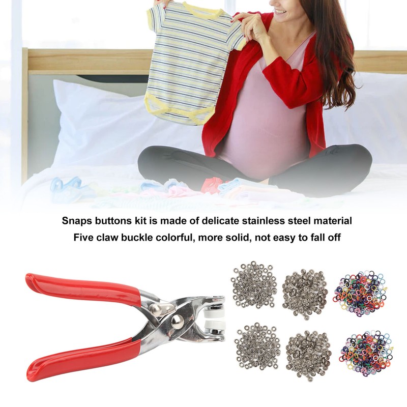 200 Sets Metal Snaps Buttons with Fastener Plier Snaps Buttons