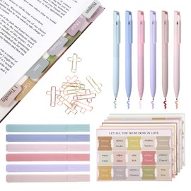 Fanmayhe Bible Study Supplies, Morandi Colored Bible Journaling Kit Study Kit, 6 Highlighters,66 Pens Tabs and 10 Cross Paper Clips Journaling Supplies