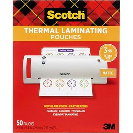 Scotch Matte Thermal Laminating Pouches, Ultra Clear with Matte Finish, Letter Size 8.9 in x 11.4 in, 50-Pack