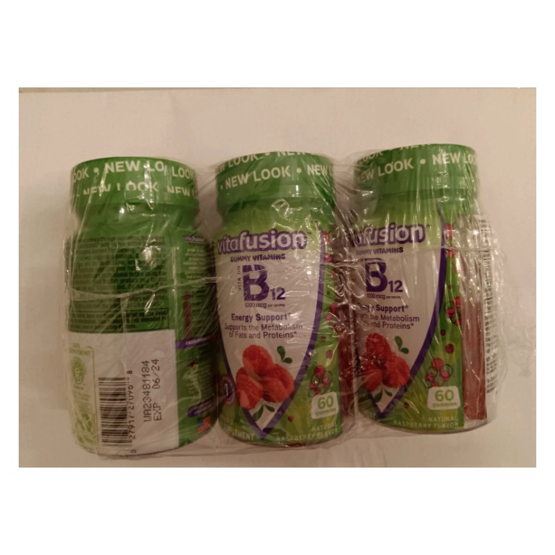 VITAFUSION 3-PACK, B12 Gummies ENERGY SUPPORT &METABOLISM FATS 3X60=180 Gummies