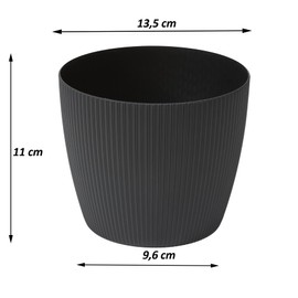 Tymar Flower Pot, Pack Of 2, Round Shape, Planter (2 Pack), Black, Diameter 13.5 cm