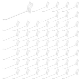 Waltool 50Pcs 8 Inches White Slatwall Panel Hooks Bulk Set, Metal Slat Wall Hanging Display Hanger Hooks, Pegboard Organizer for Gridwall Garage Shop Retail