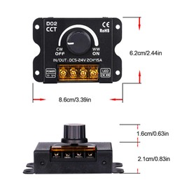GOMING CCT Tunable White LED Controller DC 5V 12V 24V 30A RF PWM Controller Kabellose Steuerung oder über den Drehknopf zum Einstellen von Helligkeit und Farbtemperatur Geeignet für CCT LED Strip