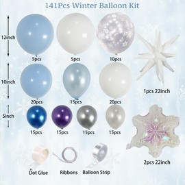 Blue and White Ballon garland for Winter Baby Shower Girl Decorations Gender Reveal Party Woodland Backdrop Supplies