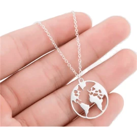 Deluxe Collar Dije Mapa Mundi Regalo Mamá Hija Maestra Abuela