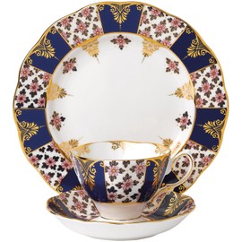 Royal Albert 100 Years 1900 (Teacup, Saucer & Plate 8"), REGENCY BLUE, 3-Piece