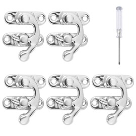 Biaungdo 5pcs Silver Vintage Style Swing Bag Clasp Closure Lock Latch for Furniture Wooden Box Jewelry Case with Mounting Screw & Screwdriver, 33 x 29 mm