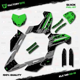 Factory EFX Gray & Green Slick Racing Graphics Kit fits 08-18 Kawasaki KLX140 KLX 140 Decal