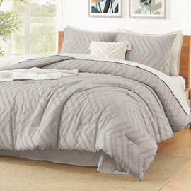 Litanika Linen King Comforter Set, 3 Pieces Lightweight Gray Tufted Bedding Sets, Down Alternative Comforter Fluffy Bed Set Gift Choice