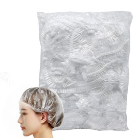 Shower Cap Disposable 100pcs Hair Caps Waterproof Transparent Hair Dye Treatment Bath Hair Salon Cooking Commercial One Size Fits All Men Women (Pink)