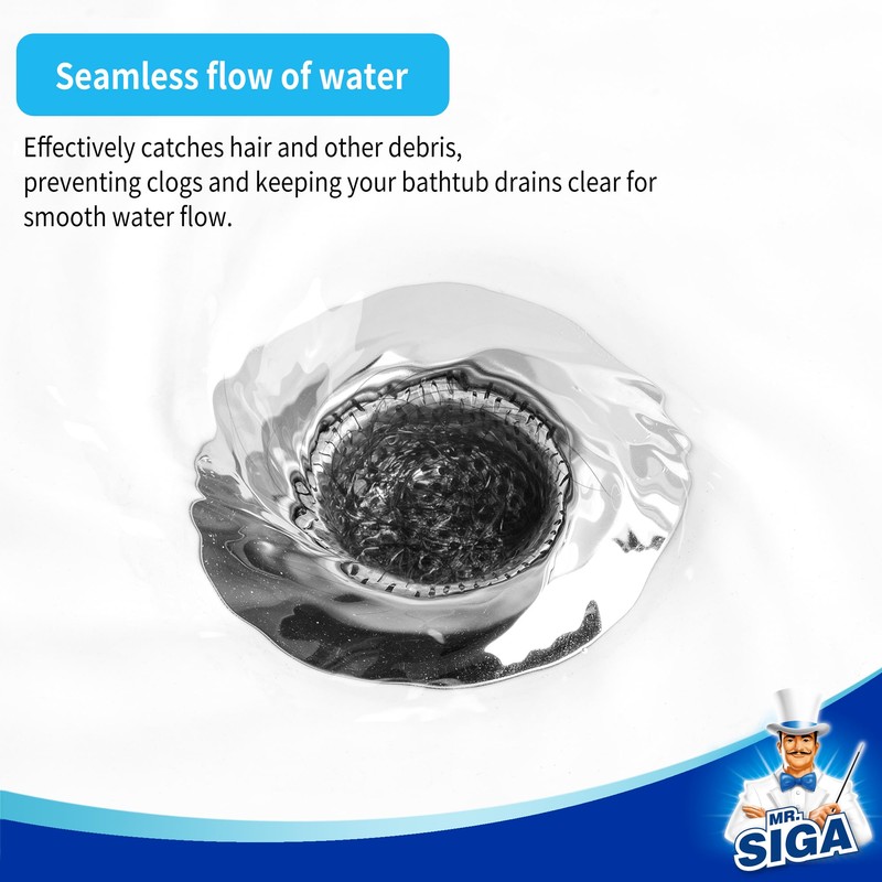 MR.SIGA Bathtub Drain Strainer, Stainless Steel Shower Bathtub Drain Hair