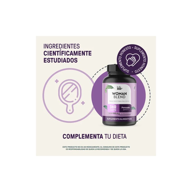 Multivitamínico Mujer Life360+ Maca Colágeno 360 Cápsulas