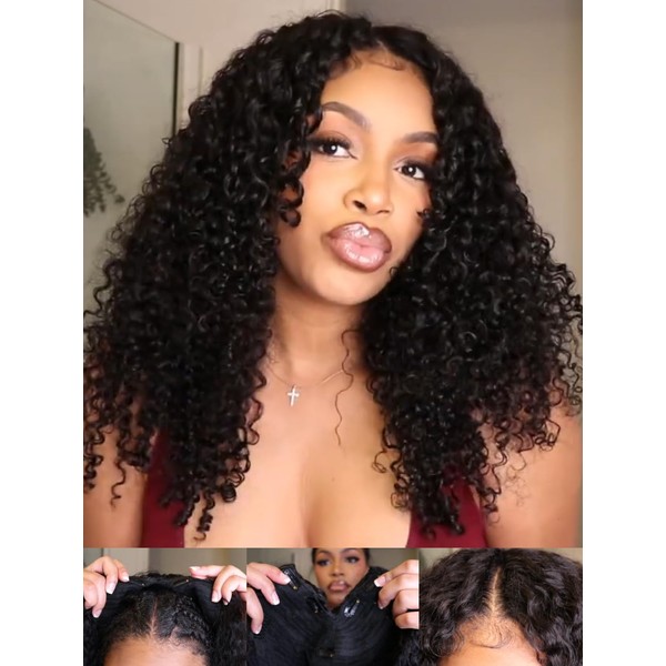 Sunber Curly V Part Human Hair Wigs Upgraded U Part