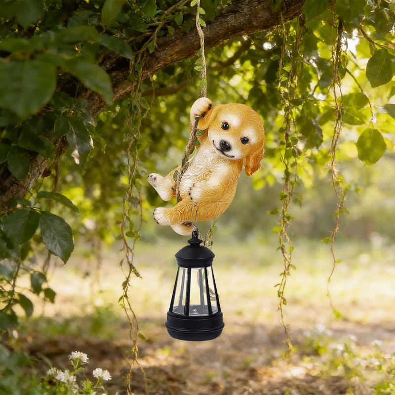 ZaaYee Solar Hanging Dog Statue, Golden Retriever