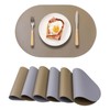 Wipeable Placemats Set of 6 Oval Faux Leather Placemat Reversible