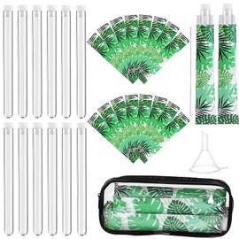 fethwoin 39 Pcs Tampon Tube Flasks Set for Women Includes 12 Reusable Plastic Flasks for Girls, 24 Self Adhesive Wrappers, 1 Funnel,1 Clear Box, Flasks for Cruise Event, Concert, Outdoor Sports