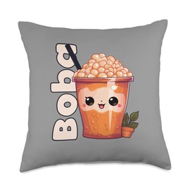 Barley Boba Anime Bubble Tea Neko Girls brawn Kawaii Teen Throw Pillow