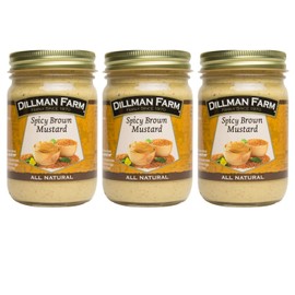 Dillman Farm All Natural Gourmet Spicy Brown Mustard - Gluten-Free, Non-GMO, Vegan, Kosher, Eco-Friendly, Preservative Free, Corn Syrup Free - Made in USA, 13oz (Pack of 3)