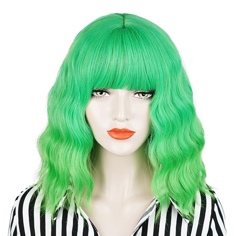 Short Wavy Shoulder Length Women Full Bang Heat Resistant Bud