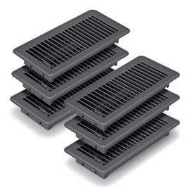 FanGoFast 4" x 10" Floor Register 6 Pack, Heavy Duty Steel Walkable Floor Vents, Easy Adjust Air Vent Covers for Home Floor Wall Sidewall Office (Dark Gray)