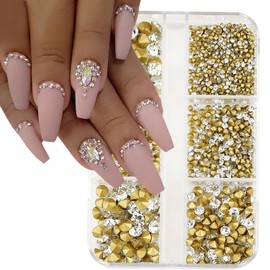 Nail Charms White Nail Art Charms Design Nail Studs Rhinestones for Acrylic Nails Nail Jewelry and Gems Shiny Nail Charms for Women and Girls Salon Manicure DIY Decoration Kit