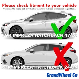 GrandWheel Co Smoke Tinted Tape-On Side Window Vent Visor Deflectors Rain Guards Compatible with Subaru Impreza 2017-2023 Hatchback - 6pcs. GW0755, BLACK