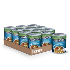 Progresso Reduced Sodium Canned Soup, Roasted Chicken Noodle Soup, 18.5 oz (Pack of 12)