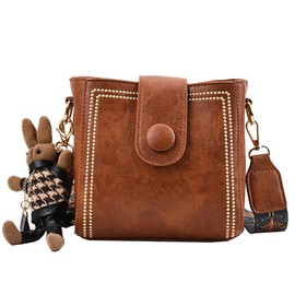 NEBIL Vintage Bucket Bag, Women's Crossbody Bags, Bootara Bucket Bag, Vintage Shoulder Bag with Adjustable Widened Strap (Brown)