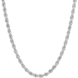 Savlano 925 Sterling Silver 4.5mm Solid Italian Rope Diamond Cut Twist Link Chain Necklace With a Gift Box For Men & Women - Made in Italy (18, 4.5mm)
