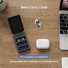 Foam Masters Ultra-Premium Memory Foam Ear Tips for AirPods Pro 1st & 2nd Gen | 3 Pairs | New Ver. | Secure Fit | Super Comfort | Better Noise Cancel | Replacement Buds (Assorted S/M/L, Blue)