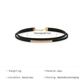 Black Velvet Layered Choker Necklace Metal Tube Choker Gothic Black Necklace Bohemian Layered Necklace Necklace Gift for Women (Gold)