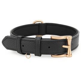 blu&ben Leather Dog Collars Classic Soft Padded Leather Stylish Breathable Collar for Small Medium Large Dogs