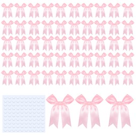 Pink Satin Ribbon Bows for Gift Wrapping, 60Pcs 3.3" Gift Wrap Bows Elegant Twist Tie Bow Large Size Bow for Party Wedding Decor Birthday Presents Holiday Gifts DIY Crafts Anniversary Christmas Bags