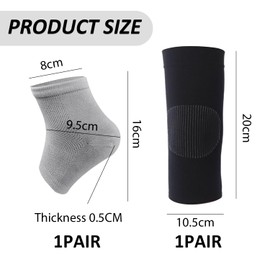 1 Paar Graue Fersensocken Und 1 Paar Schwarze Knieschützer, Rutschfeste Socken, Atmungsaktive, Schweißabsorbierende Socken, Feuchtigkeitsspendende Fußsocken