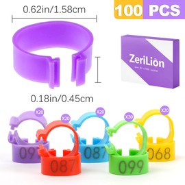 ZeriLion 100-Pack 16mm Poultry Leg Rings – Colorful Numbered Chicken Tags for Legs, for Chickens, Ducks, Geese, Turkeys & Gamefowl Management