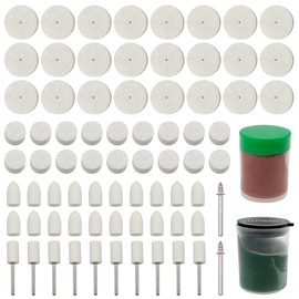 Attuslla Felt Polishing Buffing Wheels with Shaft, 76 PCS Polishing Bits Kit Polishing Buffing Wheels Wool Felt Mandrel Mounted Grinding Polishing for Rotary Tool
