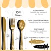 150 pcs Black and Gold Plastic Cutlery Set Disposable Heavy