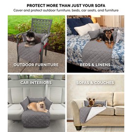 Furhaven Pet Furniture Cover - Sofa Buddy Two-Tone Reversible Water-Resistant Living Room Furniture Cover Protector Pet Bed for Dogs and Cats, Gray and Mist, Large