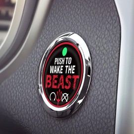 TOOLEPIC Red Engine Start Button Cover for Ford F-150, Raptor, Explorer, Fusion, Expedition, Taurus, Edge 2015+, Beast-Themed Design, Unique Car Interior Accessory