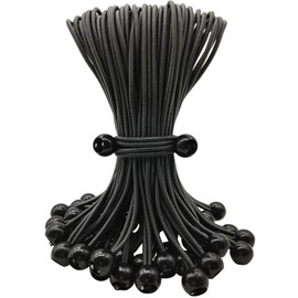 BINCKIN Bungee Cord with Ball 50 Pcs, 10 Inch Bungees Balls Tent Accessories for Camping Tarp, Tents, Canopy and Fixings (Black)