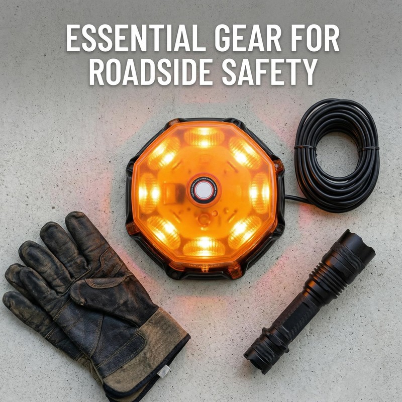 12V-24V LED Strobe Beacon Light, Amber Warning Emergency Flashing Light