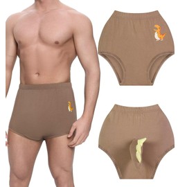 Landofgenie Adorable Dinosaur Cloth Diaper Cover for Adults Soft 95% Cotton Reusable Elasticated Waistband Comfortable M Brown