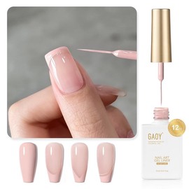 GAOY White Swirl Gel Nail Polish Art Liner, 12ml Classic Colors for Nail Paint Design with Thin Brush DIY French Manicure and Pedicure at Home - Color: Pink