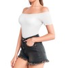 MANGOPOP Off The Shoulder Short Sleeve Bodysuit for Women