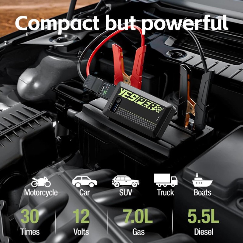 YESPER Battery Jump Starter 1500 Peak Portable Car Booster 12V